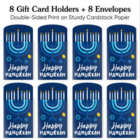 Hanukkah Menorah Nifty Gifty Card Holders - 8 Ct