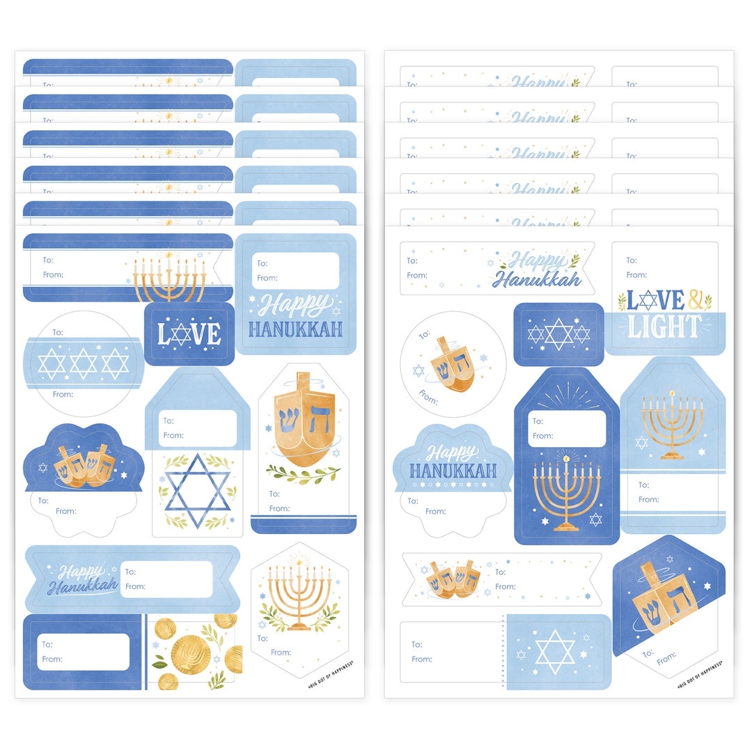 Hanukkah To and From Stickers - 12 Sheets