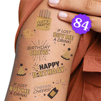 Happy Birthday Temporary Tattoos - 84 Ct