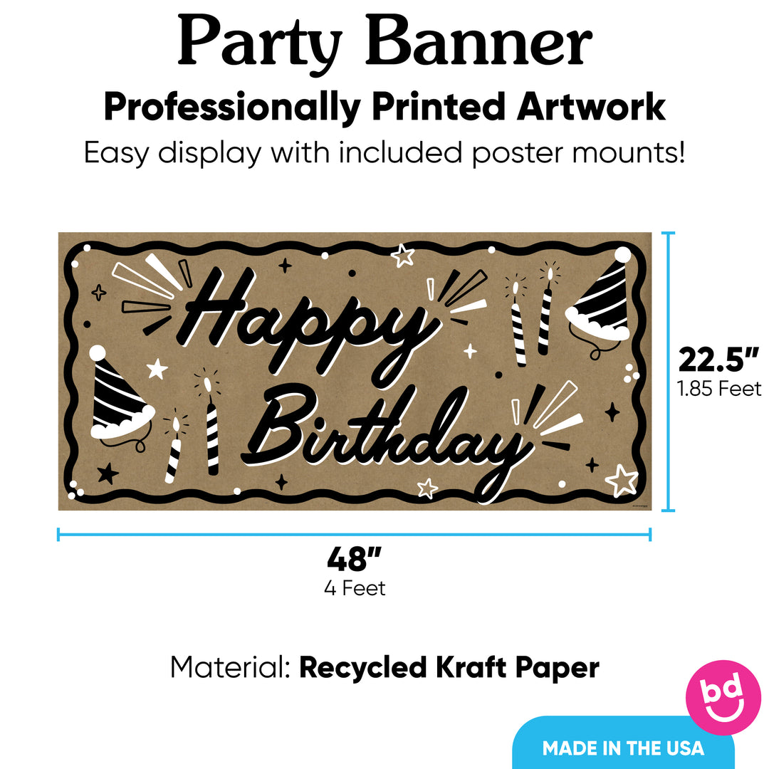 Happy Birthday banner with included poster mounts