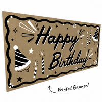 Recycled kraft paper birthday banner close-up