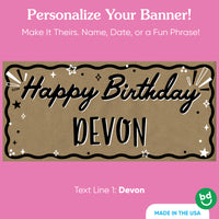 Custom name line on Happy Birthday party banner