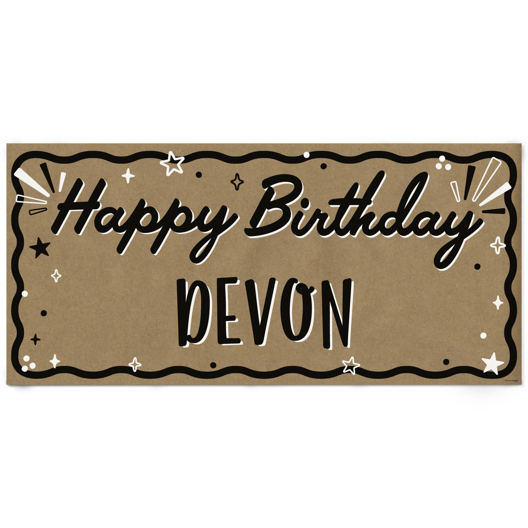Personalized Happy Birthday kraft paper banner