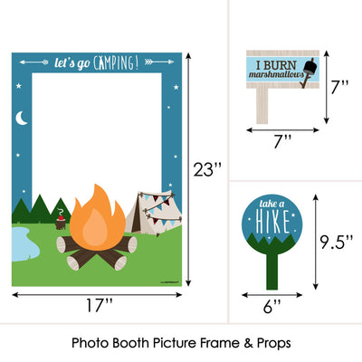Happy Camper - Camping Baby Shower or Birthday Party Selfie Photo Booth Picture Frame & Props - Printed on Sturdy Material