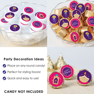 Happy Diwali - Festival of Lights Party Small Round Candy Stickers - Party Favor Labels - 324 Count