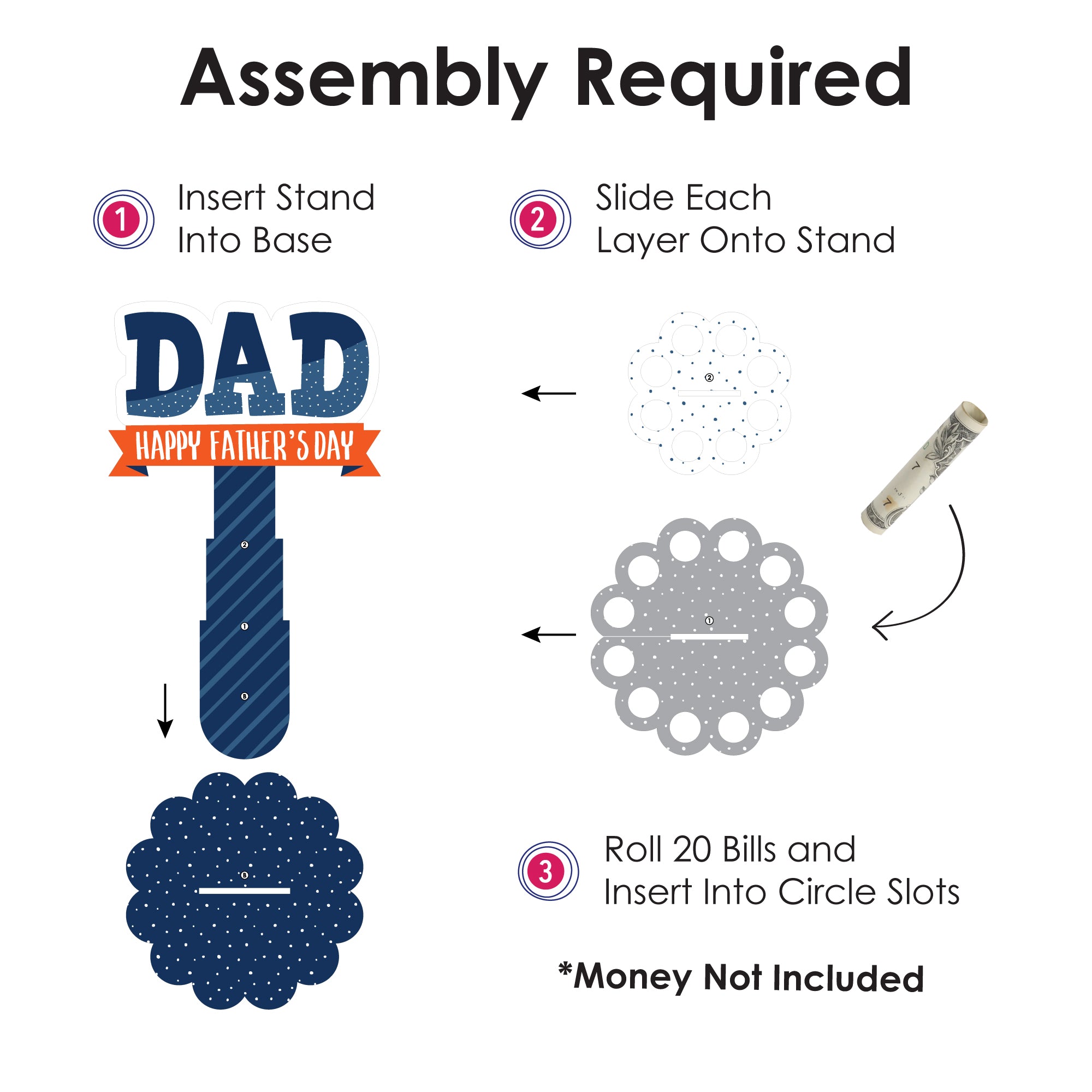 Happy Father's Day Circle Stickers - 24 Count We Love Dad Party Labels