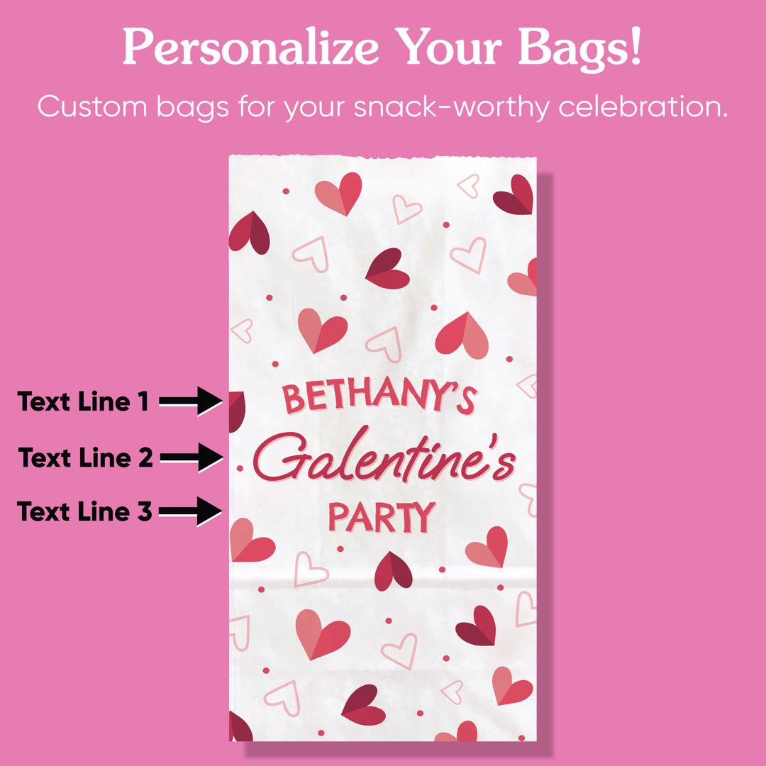 Custom Text Popcorn Bags - Happy Galentine’s Day - 25 Ct