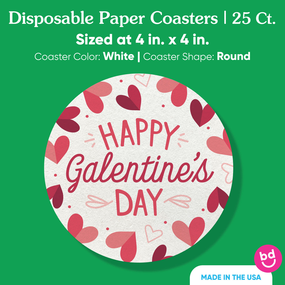 Drink Coasters - Happy Galentine’s Day - 25 Ct