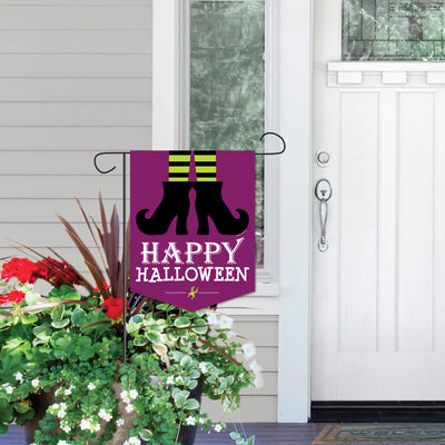 Happy Halloween - Outdoor Home Decorations - Double-Sided Witch Party Garden Flag - 12 x 15.25 inches
