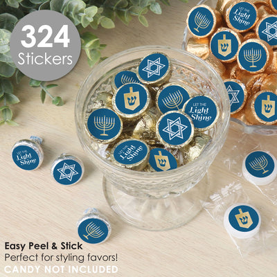 Happy Hanukkah - Chanukah Holiday Party Small Round Candy Stickers - Party Favor Labels - 324 Count