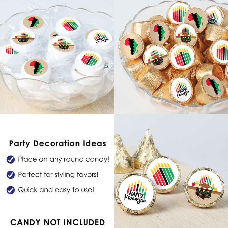 Happy Kwanzaa - African Heritage Holiday Party Small Round Candy Stickers - Party Favor Labels - 324 Count