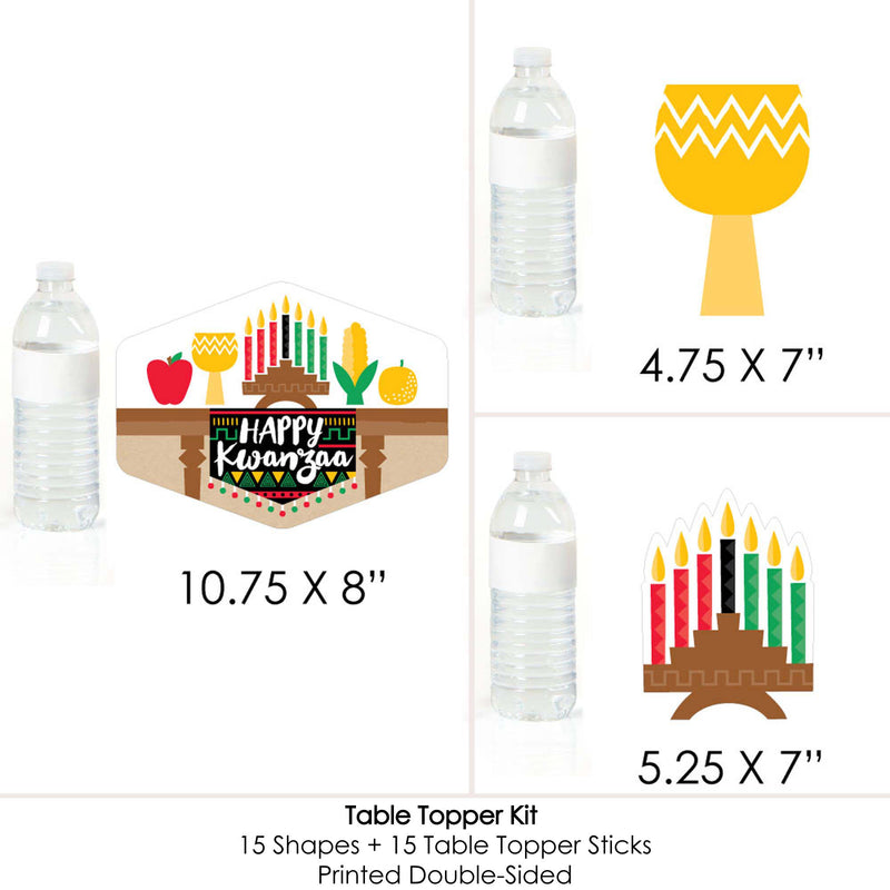 Happy Kwanzaa - African Heritage Holiday Centerpiece Sticks - Table Toppers - Set of 15