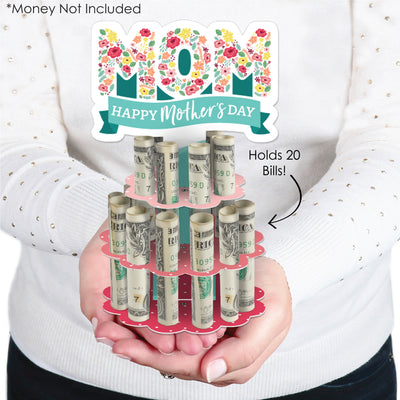 Colorful Floral Happy Mother's Day - DIY We Love Mom Party Money Holder Gift - Cash Cake