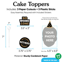 3 piece retirement cake topper set with sticks and components