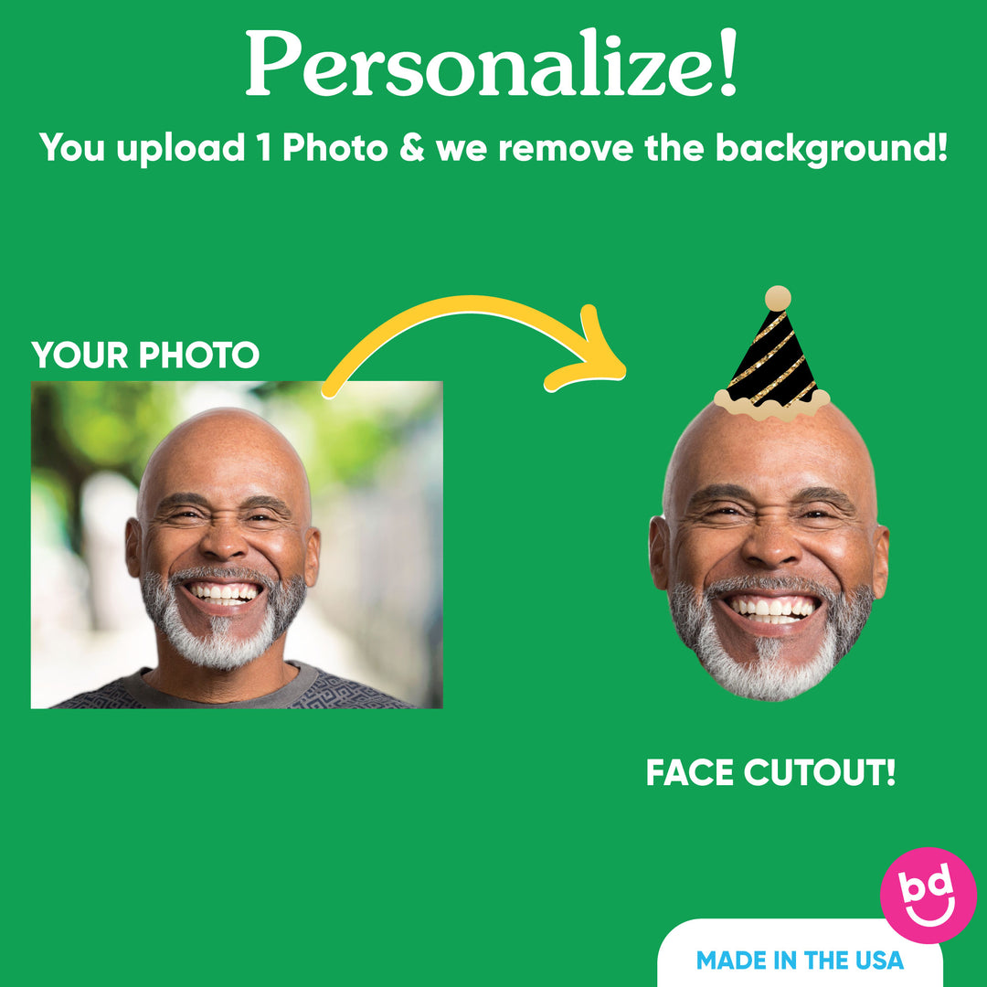 Custom photo face cutout retirement cake topper detail