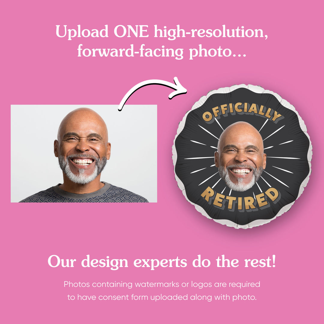 Custom Face Balloon - Retirement - Double Sided - 1 Ct