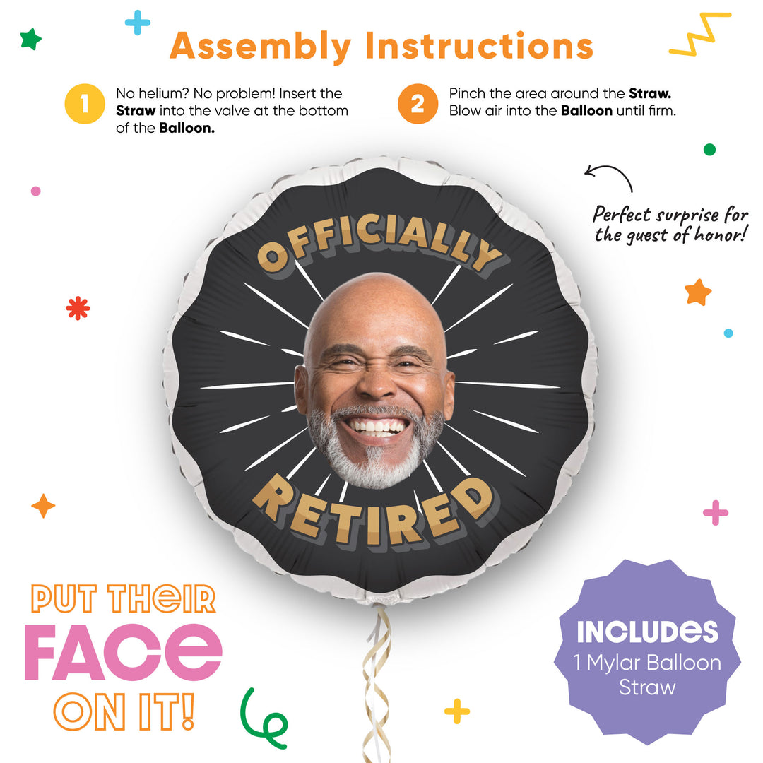 Custom Face Balloon - Retirement - Double Sided - 1 Ct