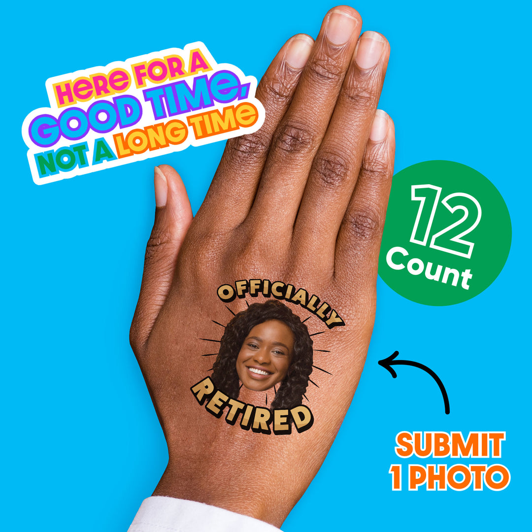 Custom Retirement Temporary Tattoos - 12 Ct