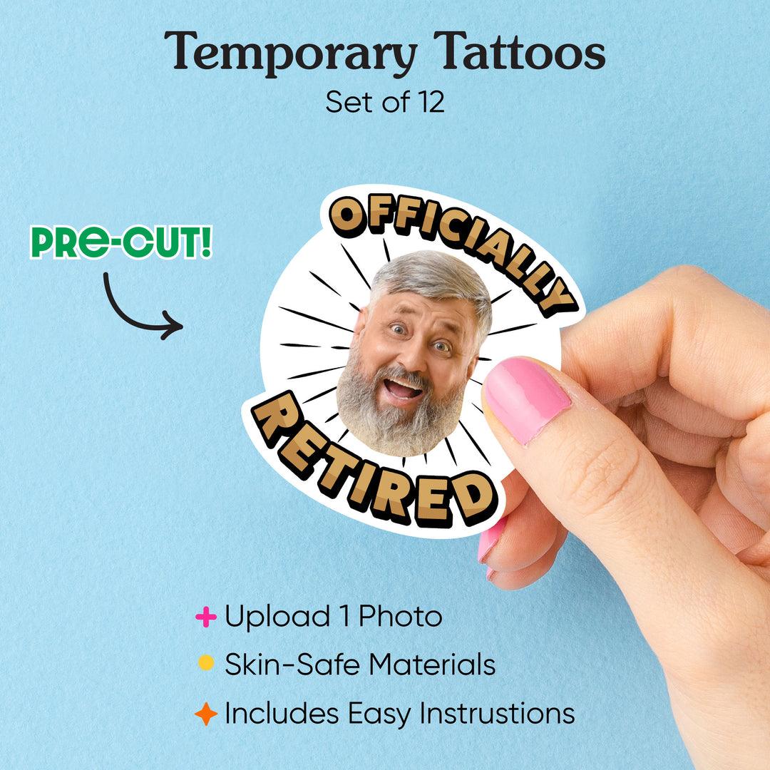 Custom Retirement Temporary Tattoos - 12 Ct