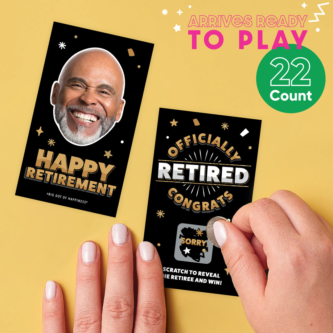 Custom Face Happy Retirement Scratch Off Card Game - 22 Ct