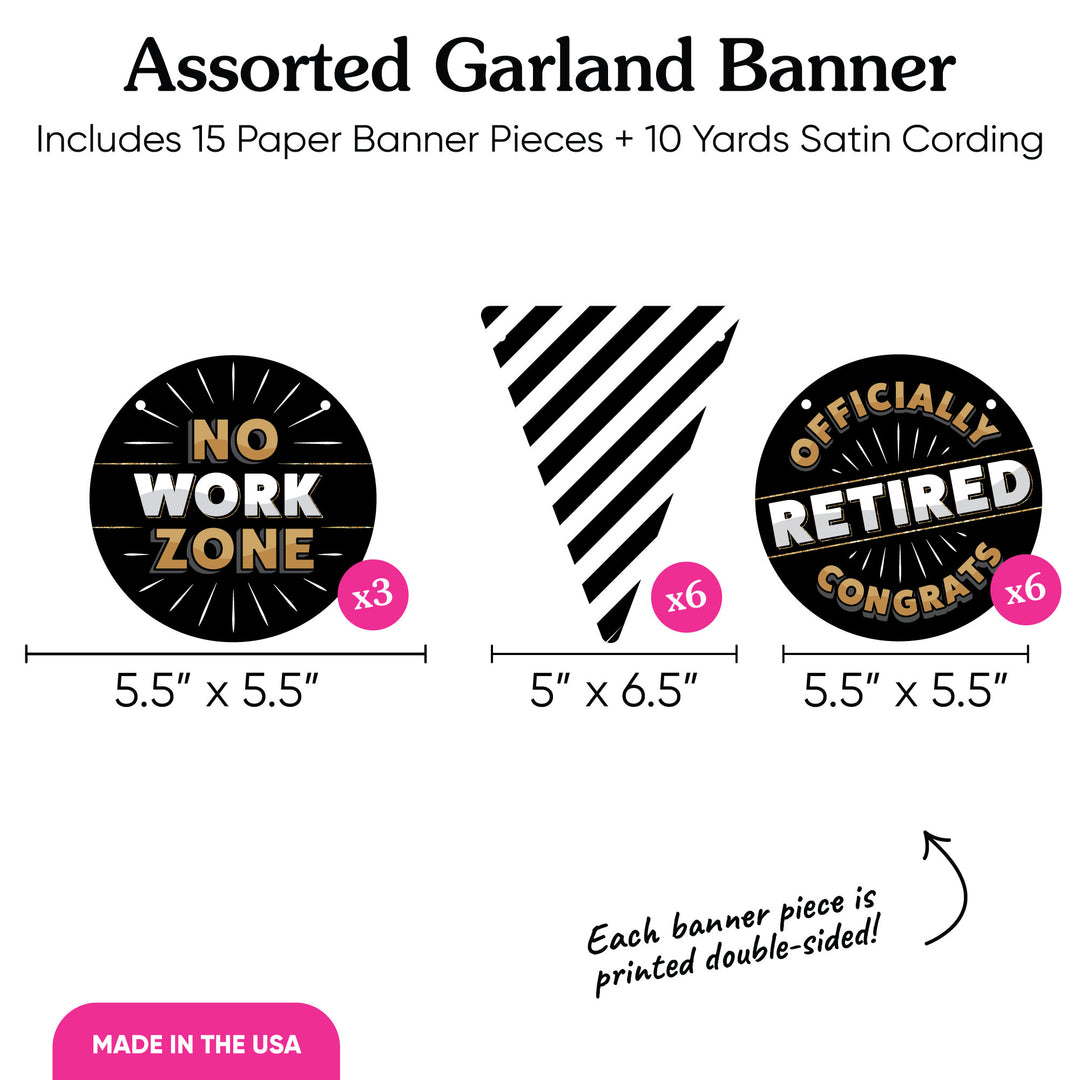 Happy Retirement Garland Banner - 15 Pc
