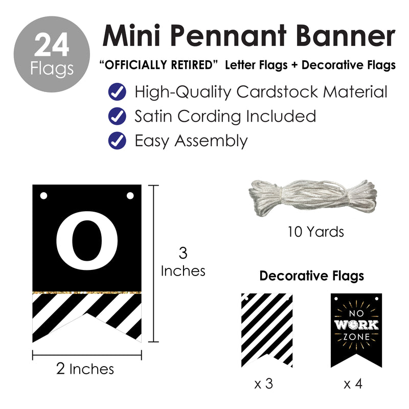 Happy Retirement - Retirement Party Mini Pennant Banner - Officially Retired