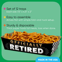 Officially Retired Party Paper Food Trays - 12 Ct