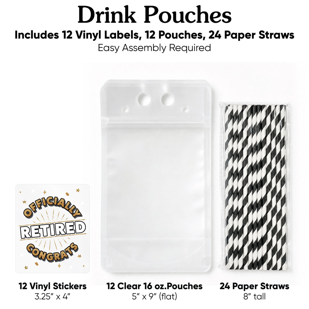 Drink Pouches - Happy Retirement - 12 Ct