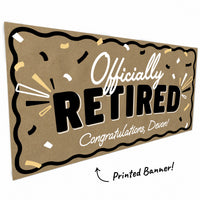 Modern retirement lettering and confetti close-up