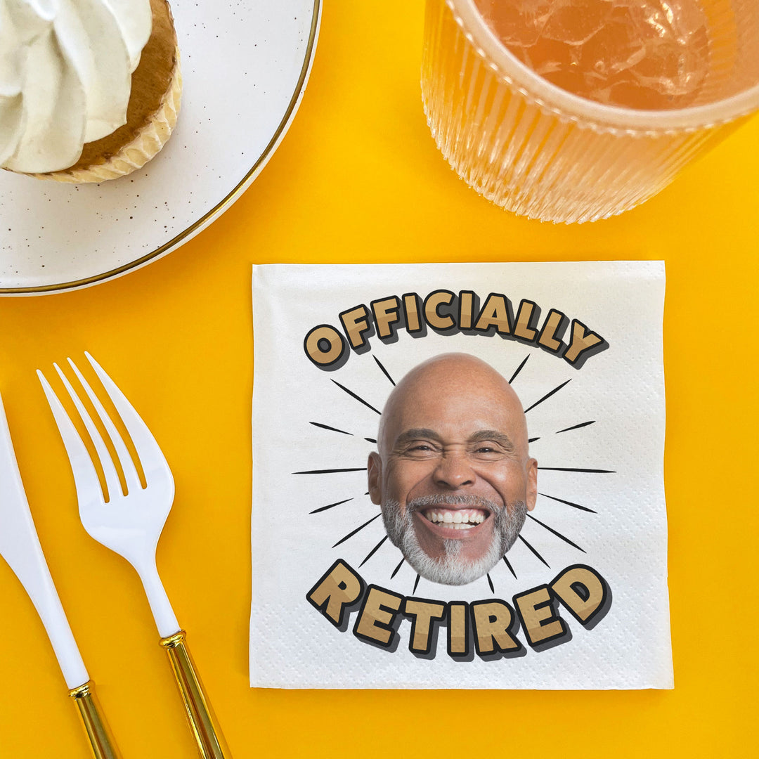 Custom Napkin  'OFFICIALLY RETIRED' For retirement Parties