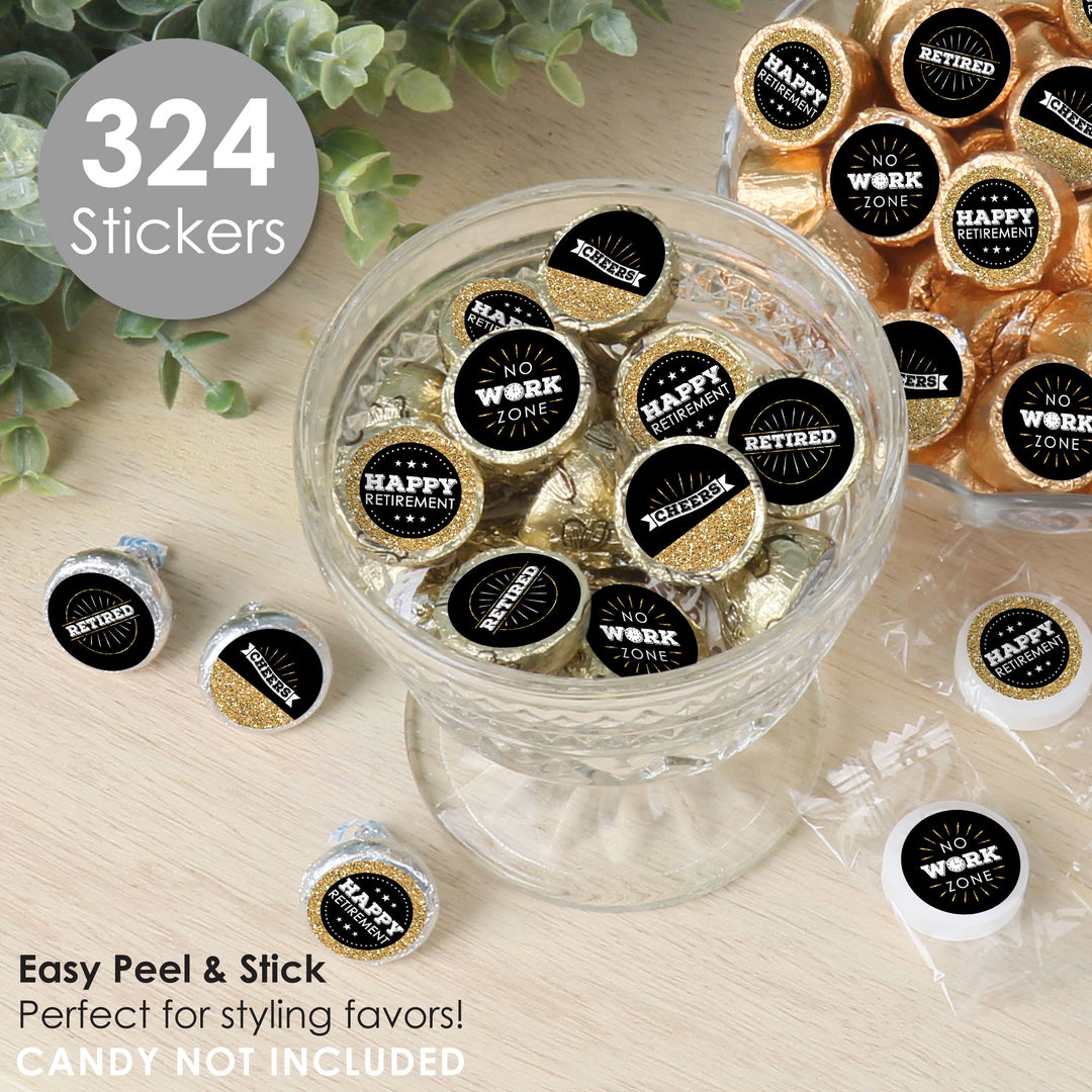 Happy Retirement - Retirement Party Small Round Candy Stickers - Party Favor Labels - 324 Count