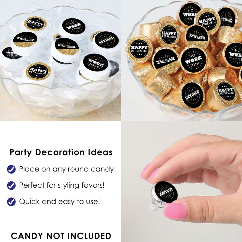 Happy Retirement - Retirement Party Small Round Candy Stickers - Party Favor Labels - 324 Count