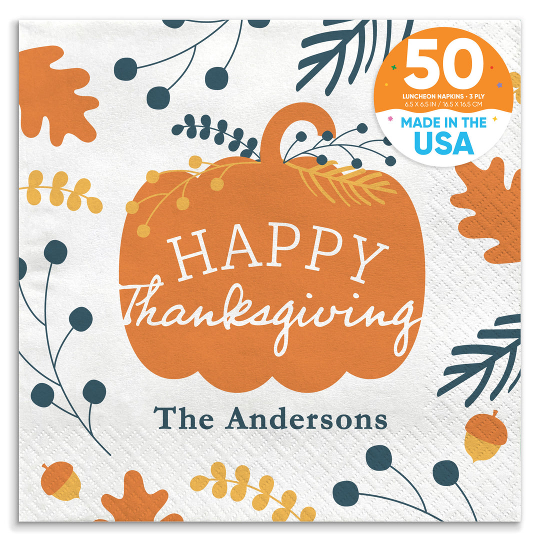 Custom Text Napkins - Happy Thanksgiving