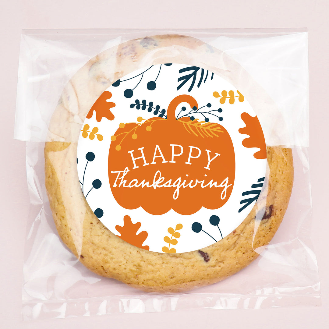 Happy Thanksgiving Stickers & Clear Cookie Bags - 25 Ct