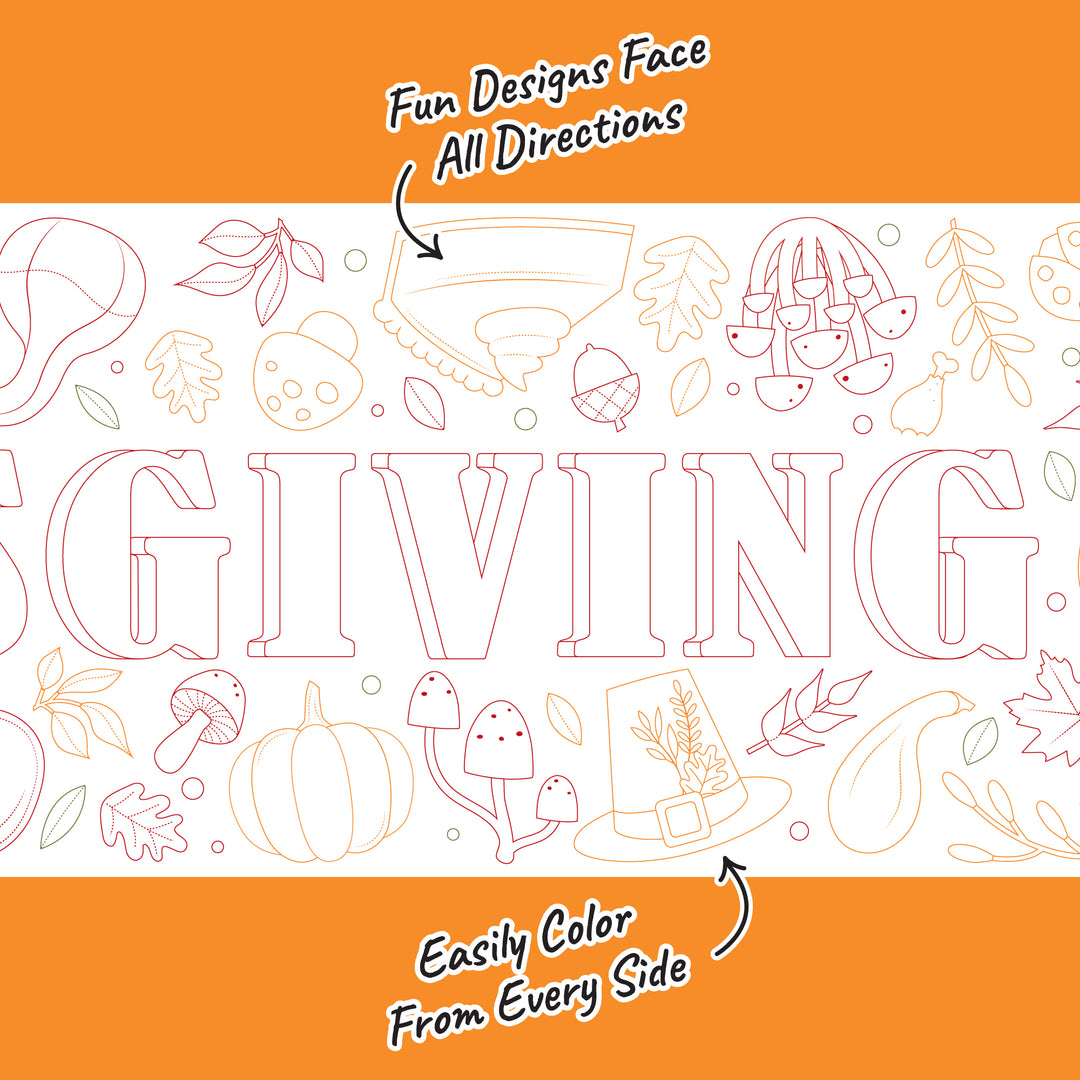 Happy Thanksgiving - Coloring Table Runner - 7'