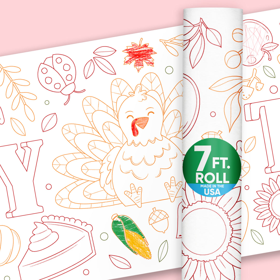 Happy Thanksgiving - Coloring Table Runner - 7'