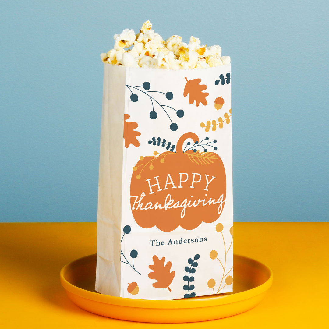 Custom Text Popcorn Bags - Happy Thanksgiving