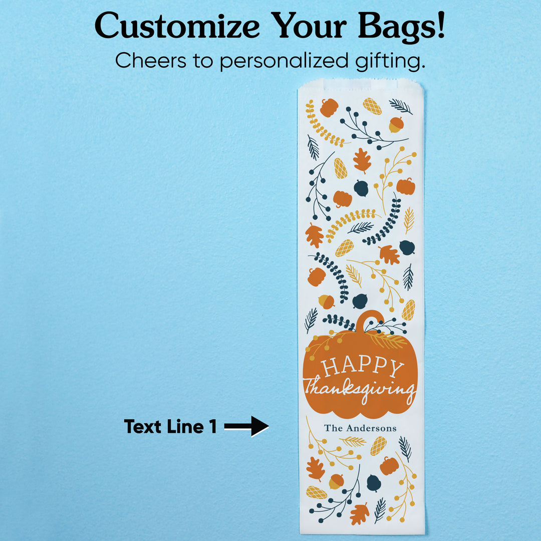 Custom Text Wine Bags - Happy Thanksgiving