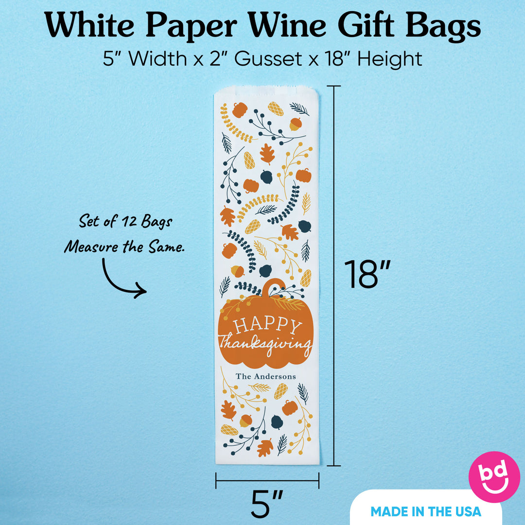 Custom Text Wine Bags - Happy Thanksgiving