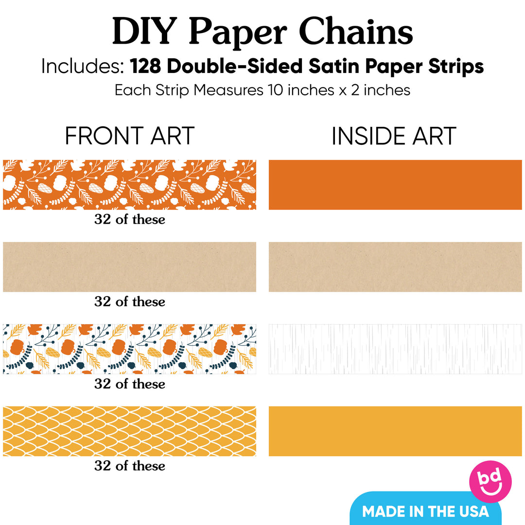 Happy Thanksgiving DIY Paper Chains - 128 Pc
