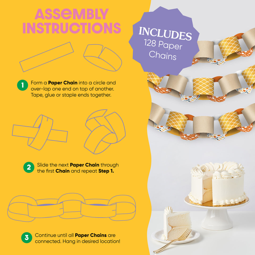 Happy Thanksgiving DIY Paper Chains - 128 Pc