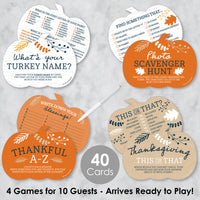 Happy Thanksgiving - 4 Fall Harvest Party Games - 10 Cards Each - What's Your Turkey Name, Photo Scavenger Hunt, This or That, Thankful A-Z - Gamerific Bundle