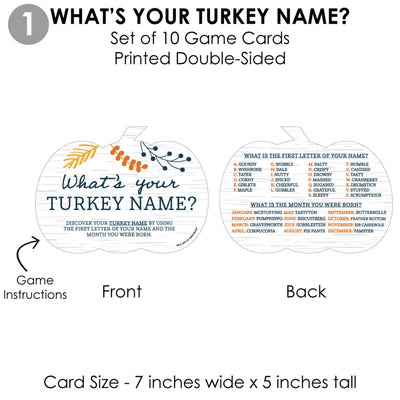 Happy Thanksgiving - 4 Fall Harvest Party Games - 10 Cards Each - What's Your Turkey Name, Photo Scavenger Hunt, This or That, Thankful A-Z - Gamerific Bundle