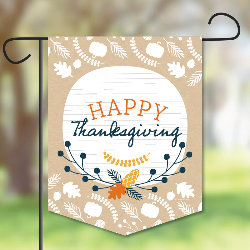 Happy Thanksgiving - Outdoor Home Decorations - Double-Sided Fall Harvest Party Garden Flag - 12 x 15.25 inches