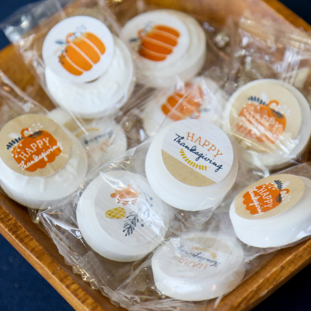Happy Thanksgiving - Fall Harvest Party Round Candy Sticker Favors - Labels Fit Hershey's Kisses - 108 ct