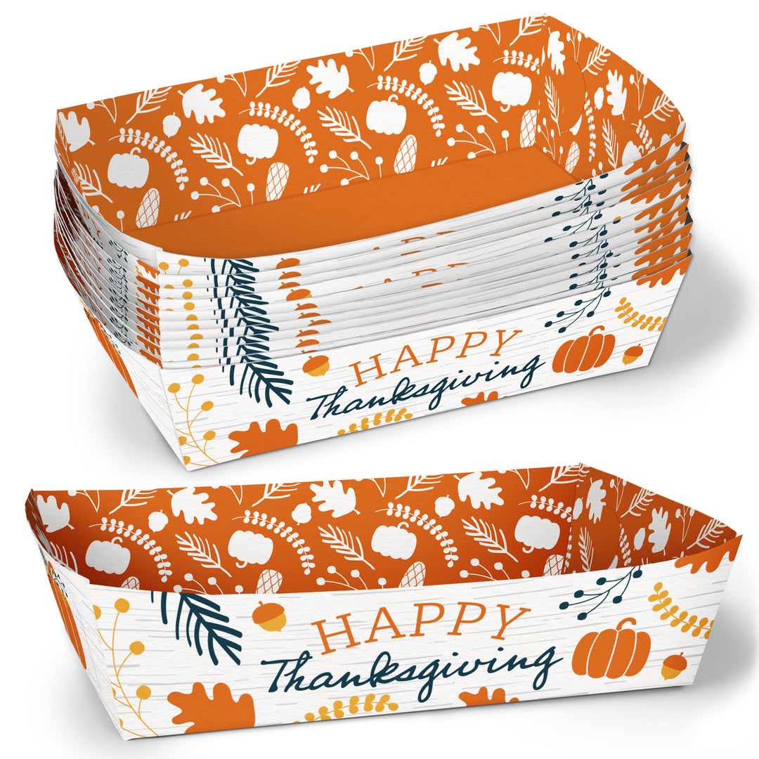 Happy Thanksgiving Paper Food Trays - 12 Ct