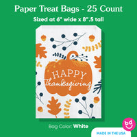 Paper Treat Bags - Happy Thanksgiving - 25 Ct