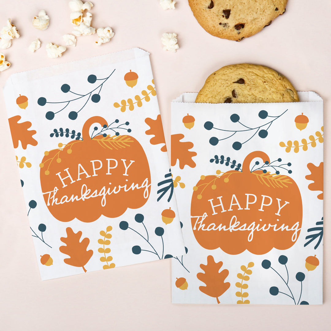 Paper Treat Bags - Happy Thanksgiving - 25 Ct