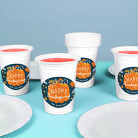Custom Text Party Cups - Happy Thanksgiving - 16 Ct