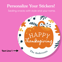 Custom Text Stickers & Clear Cookie Bags - Happy Thanksgiving